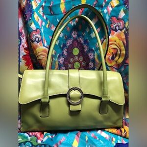 Vintage Saturn green vegan leather handbag